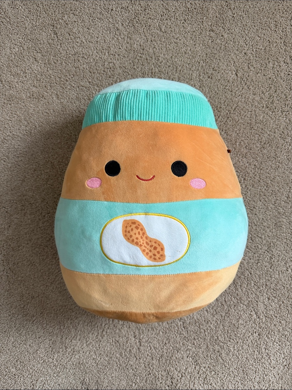 Squishmallow 15” Plush Peanut Character Pillow in Mint & Tan